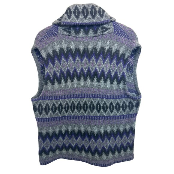 Lauren Ralph Lauren Women's XL 100% Lambswool Vest Aztec Nordic Purple Gray - Picture 8 of 8